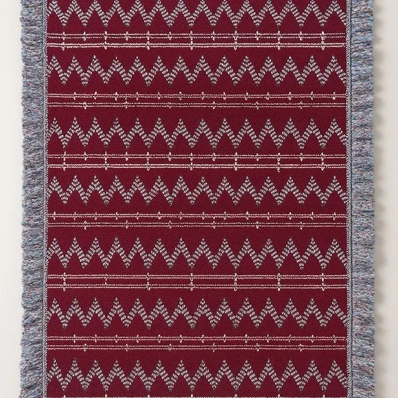 Vintage Crochet Ruffle Hem Handmade Blanket chevron stripe